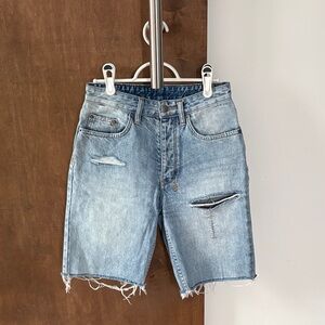 Ksubi Light Blue Distressed Jean Shorts
